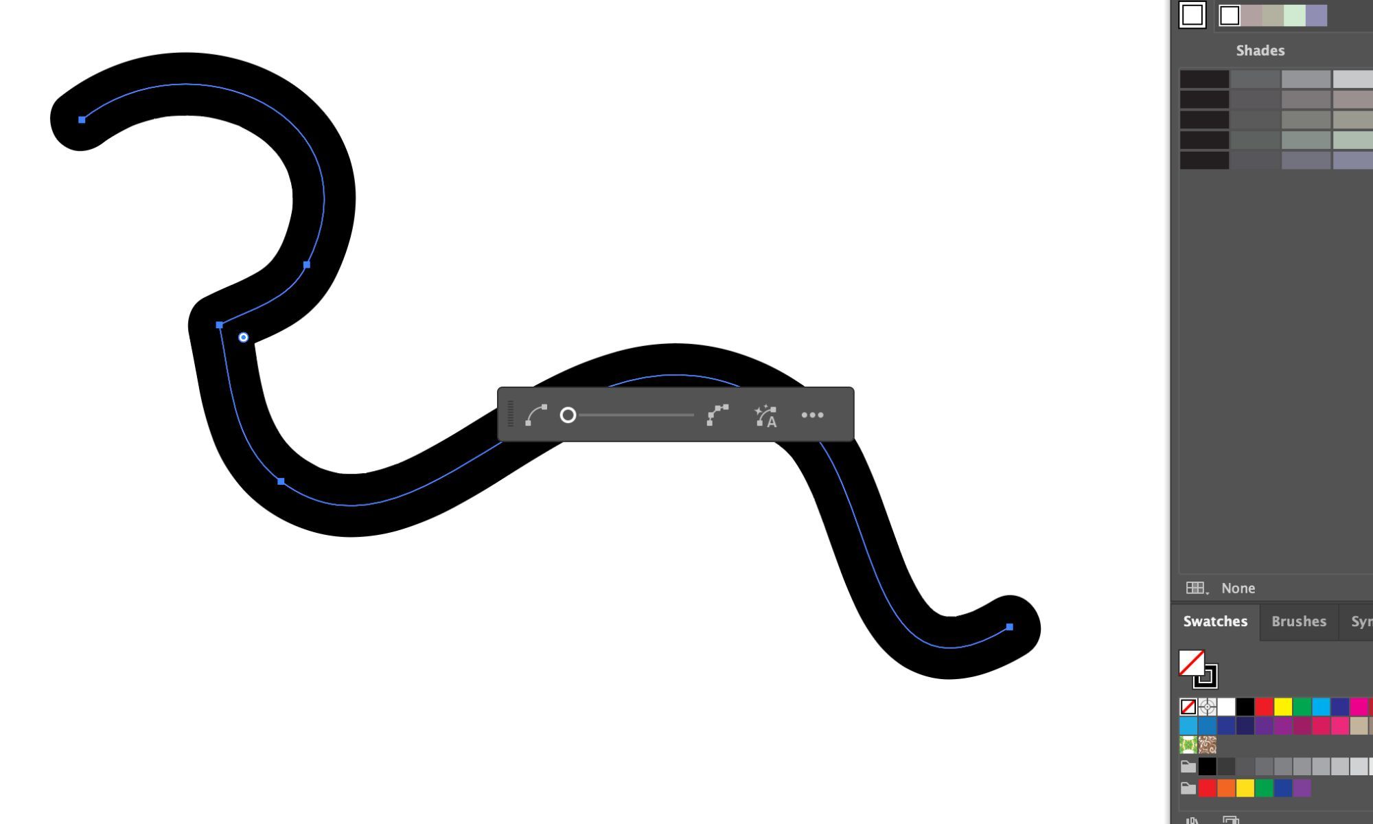 Скриншот упрощённой линии и панели Упростить с ползунком на максимальном упрощении.