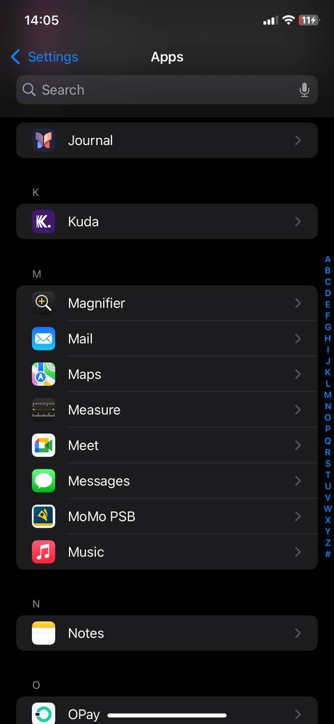iMessage app in Settings