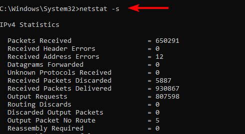 Статистика протоколов TCP и UDP от netstat