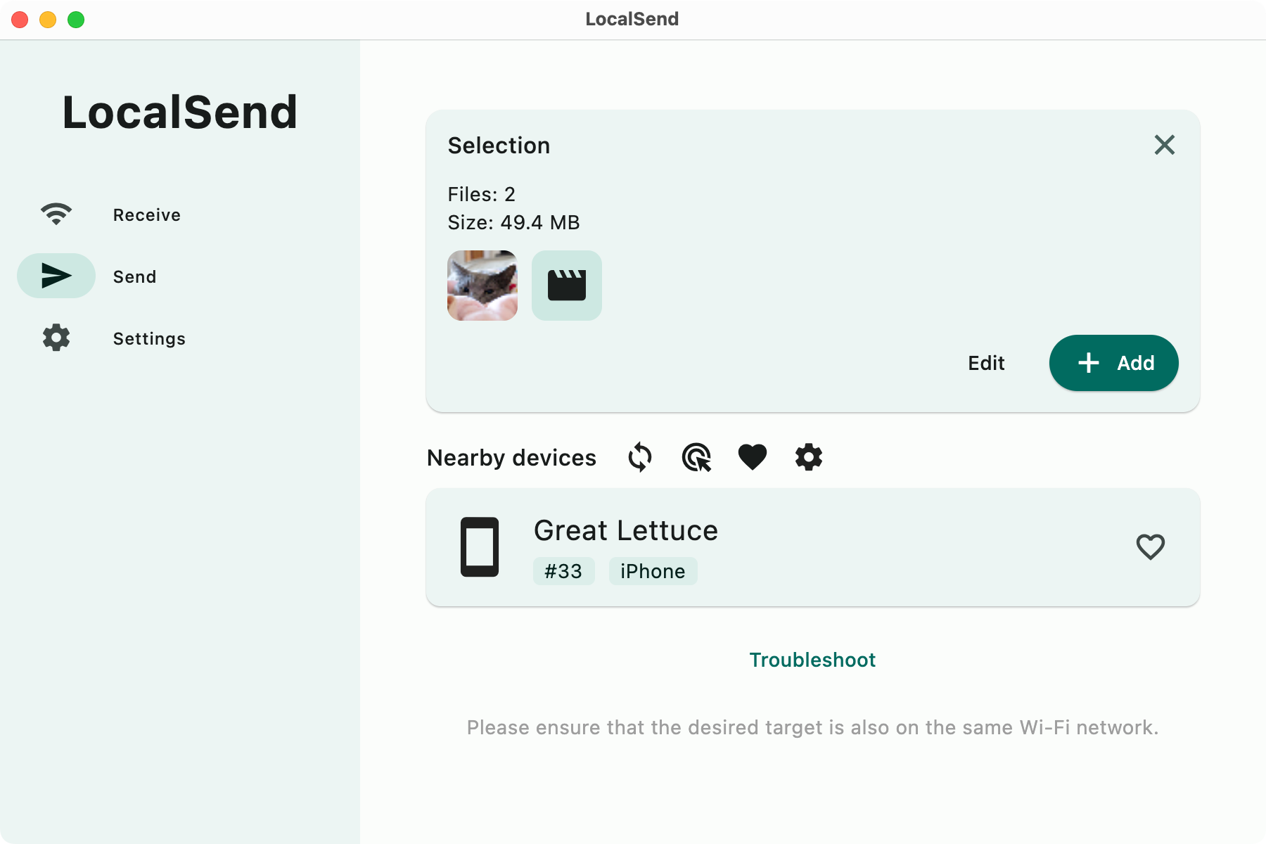 Отправка файлов из LocalSend на Mac.