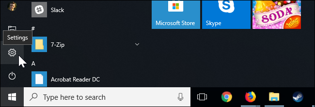 Окно Параметров Windows с иконкой шестерёнки