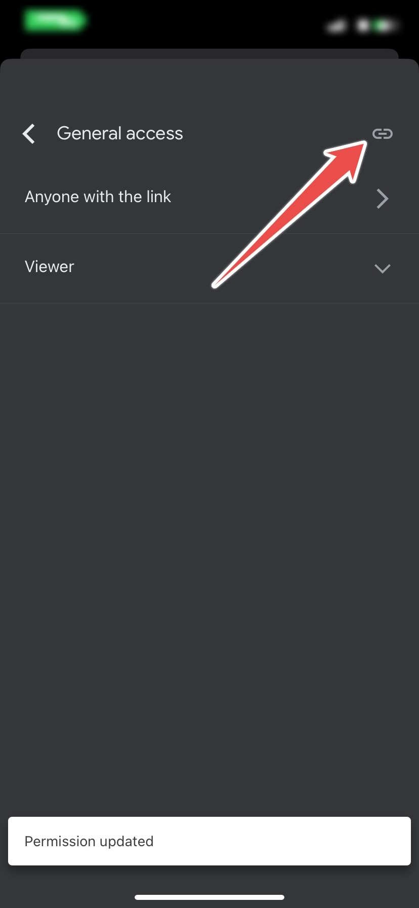 Иконка копирования ссылки при управлении доступом к аудиофайлу