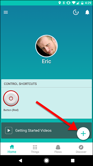 Экран создания нового Flow с кнопкой плюс