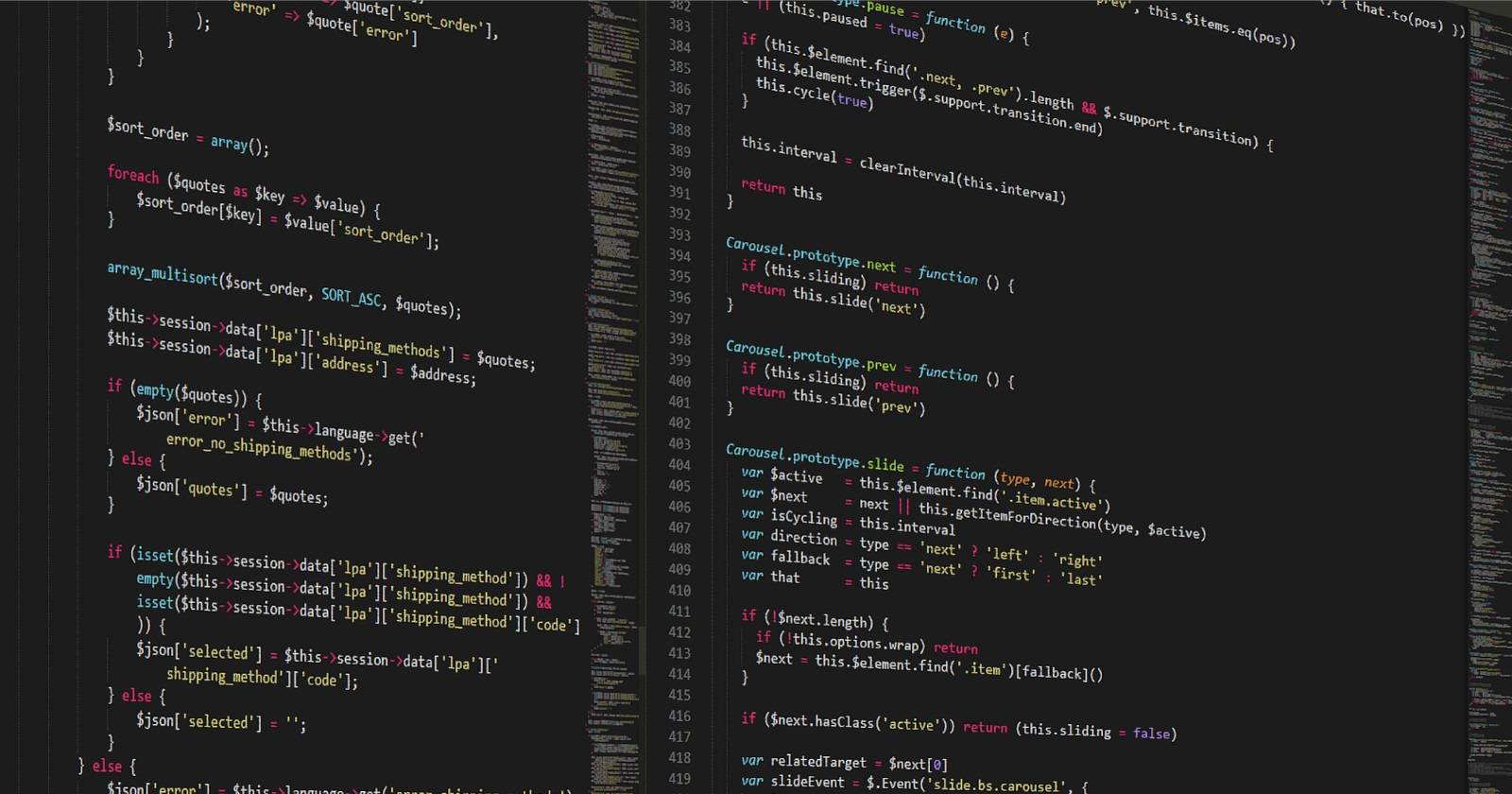 Фрагмент кода в текстовом редакторе