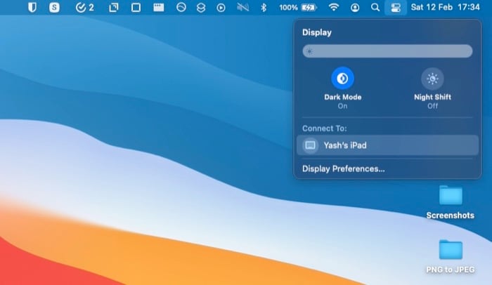 включение Sidecar на Mac