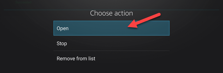 Выберите «Open».