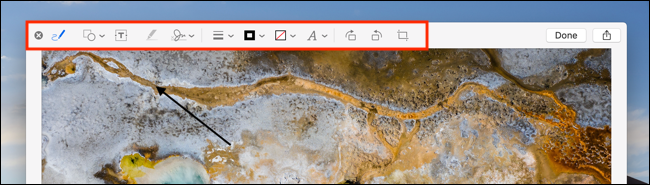 Просмотр всех доступных инструментов для редактирования изображения в Quick Look