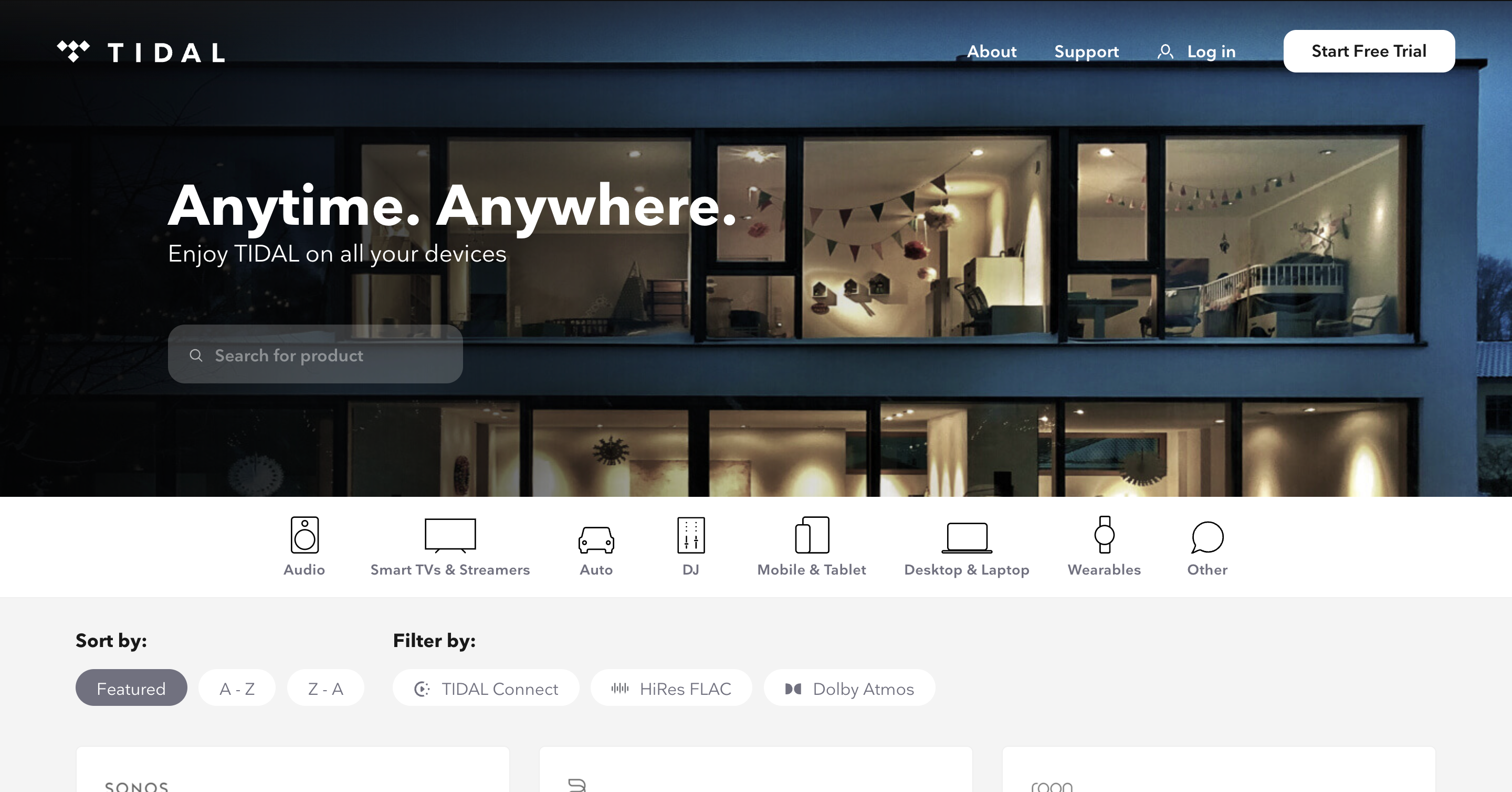 Список поддерживаемых платформ TIDAL