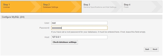 Insertar credenciales de base de datos para OTRS