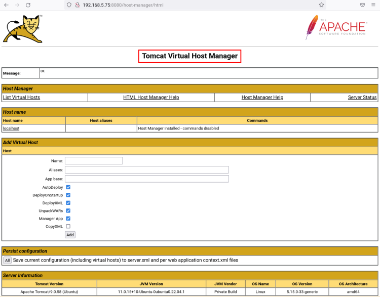 host-manager Tomcat