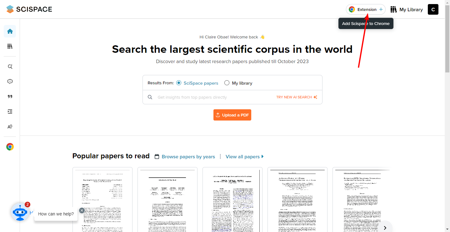 Иконка расширения Chrome для SciSpace