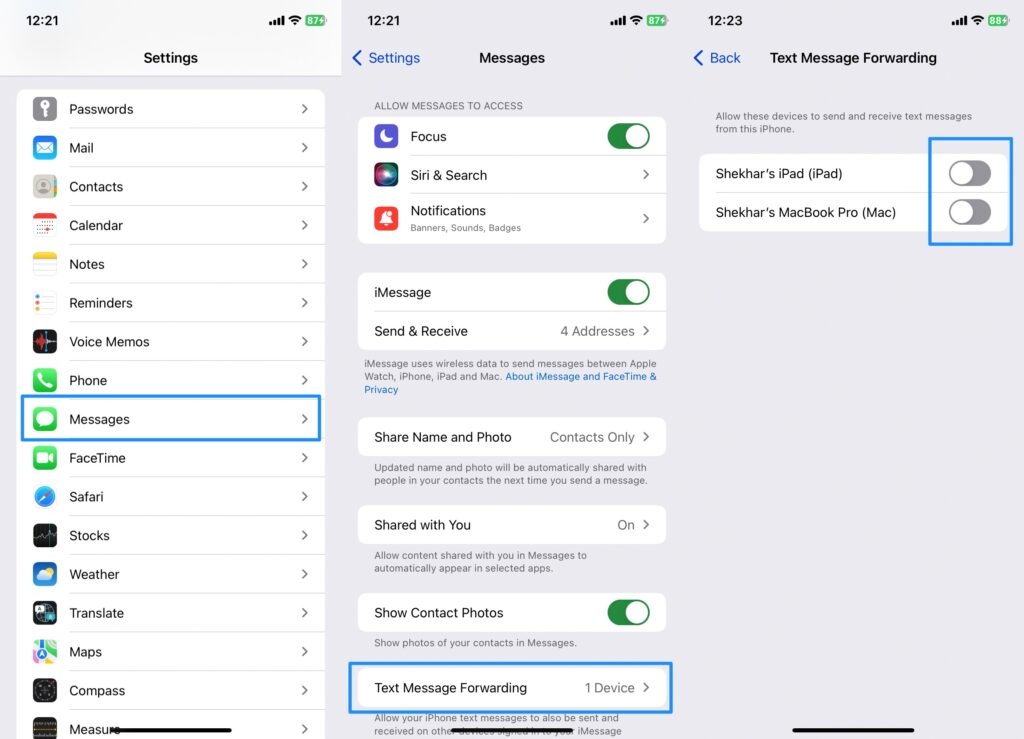 Пересылка сообщений - Не приходят текстовые уведомления на iPhone