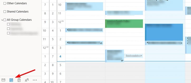 Скриншот: значок календаря в Outlook