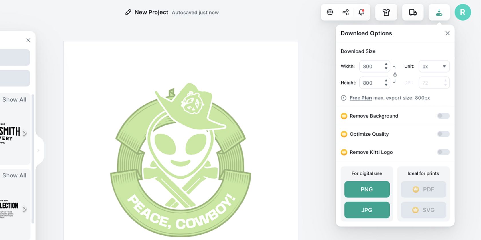 Kittl Export Options
