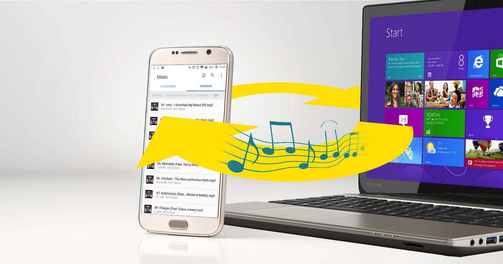 Как синхронизировать музыку с Android