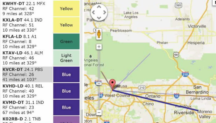 Скриншот результатов поиска каналов на AntennaWeb