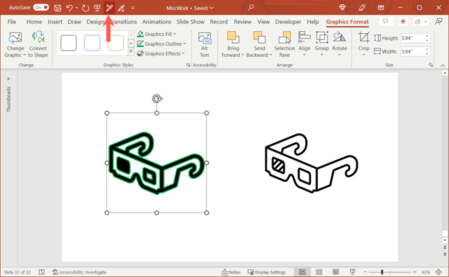 Выбранный элемент и кнопка «Забрать стиль»