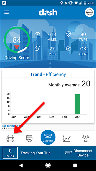 Скриншот списка гаража в приложении Dash