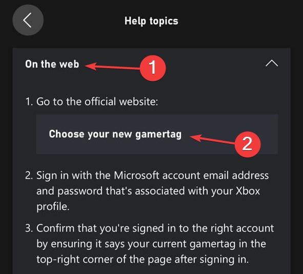 Форма выбора нового gamertag в приложении