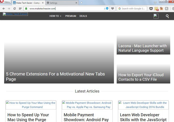 Страница с отключёнными изображениями в Opera