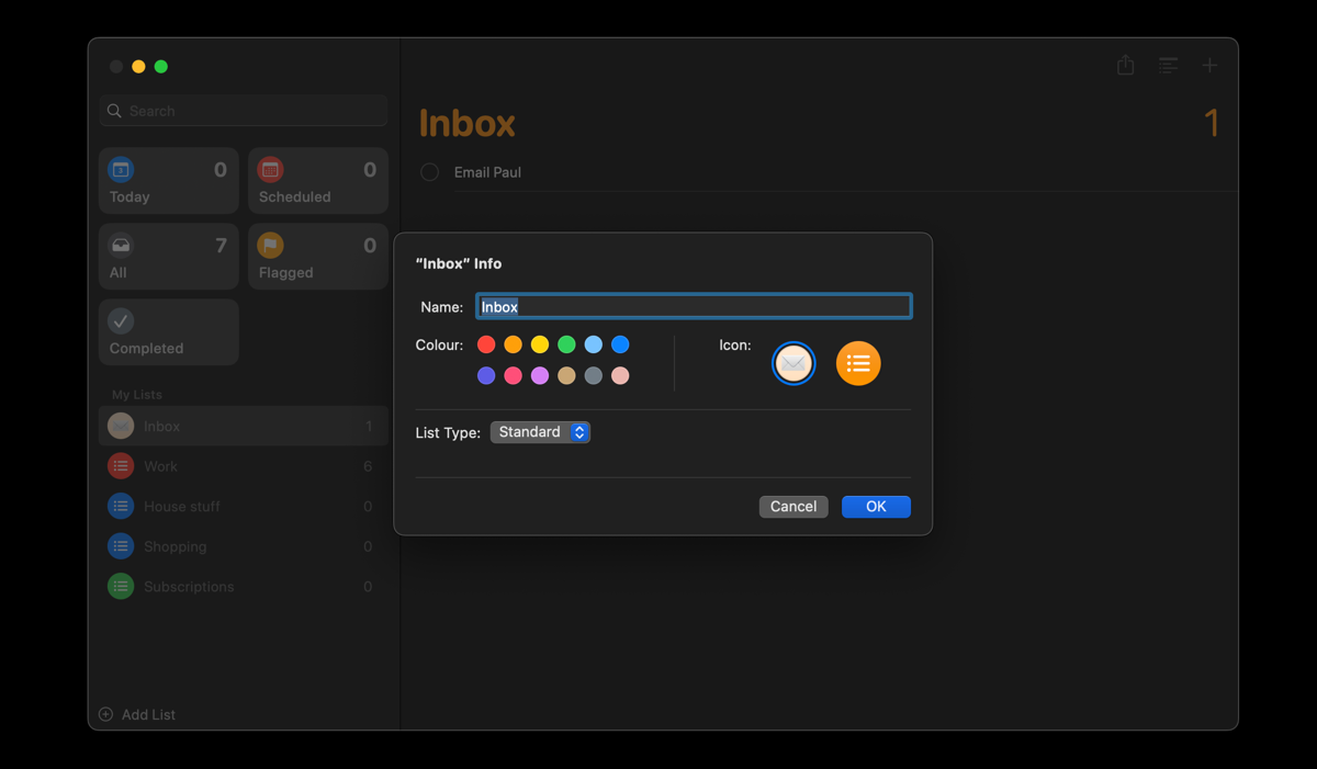 Как создать список в приложении Reminders на Mac