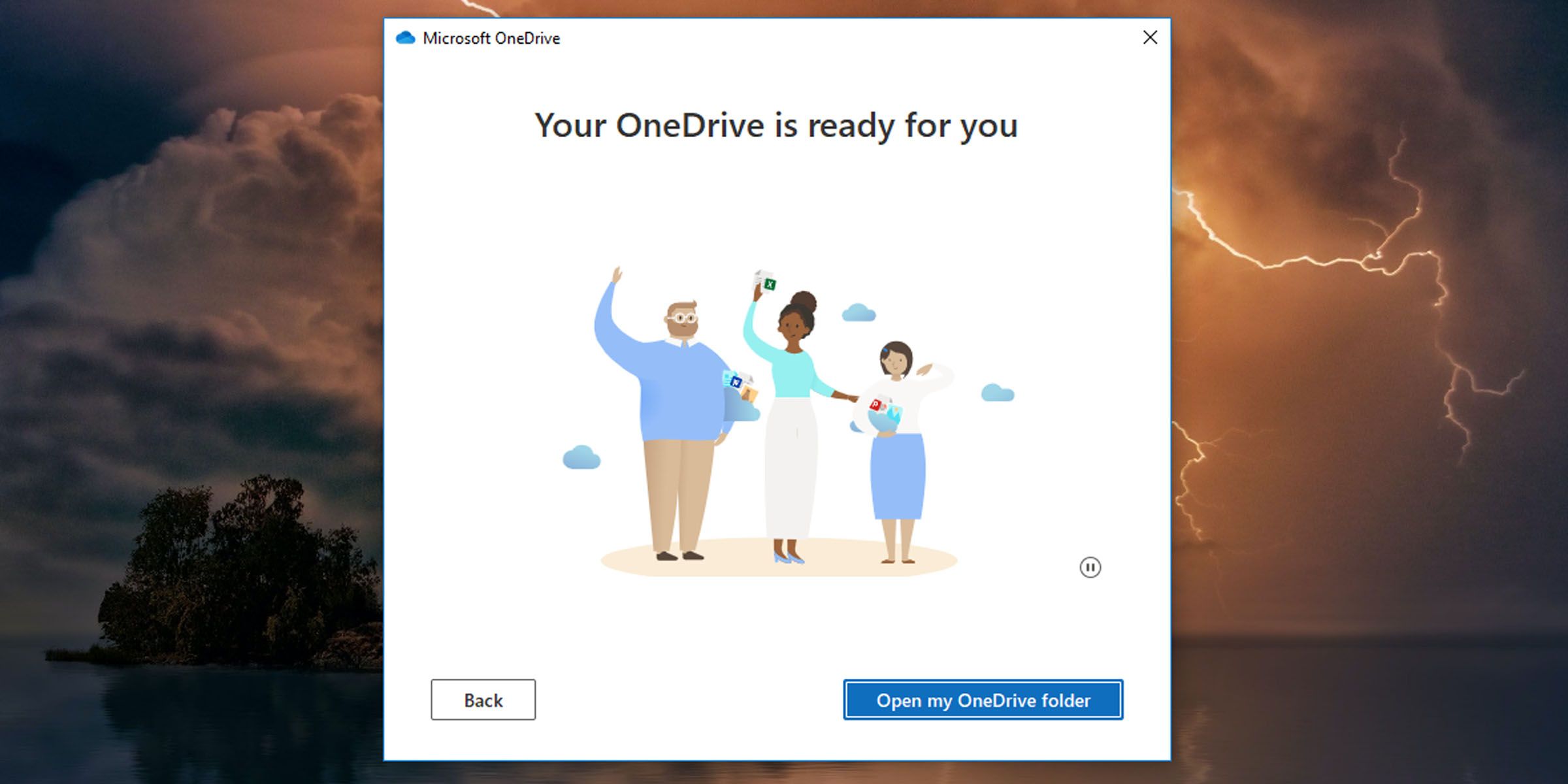 Окно завершения настройки OneDrive