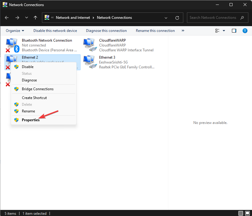 Свойства сетевого подключения для изменения DNS
