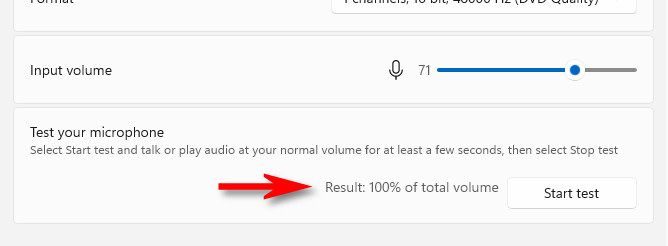 Результат теста отображается рядом с кнопкой «Запустить тест»