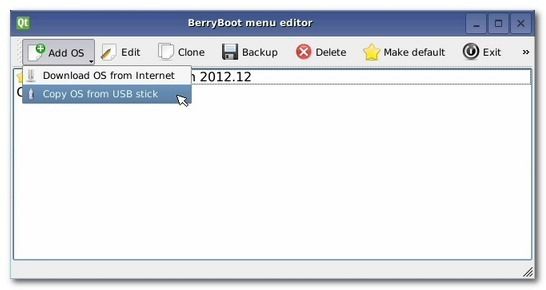 Копирование образа с USB в BerryBoot
