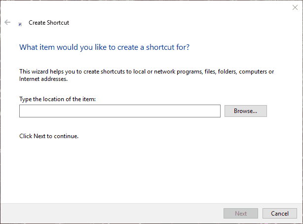 Мастер создания ярлыка на рабочем столе