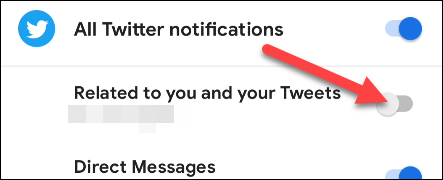 Отключение конкретного канала уведомлений через быстрое меню