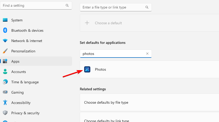 Выбор приложения Фотографии для изменения ассоциаций