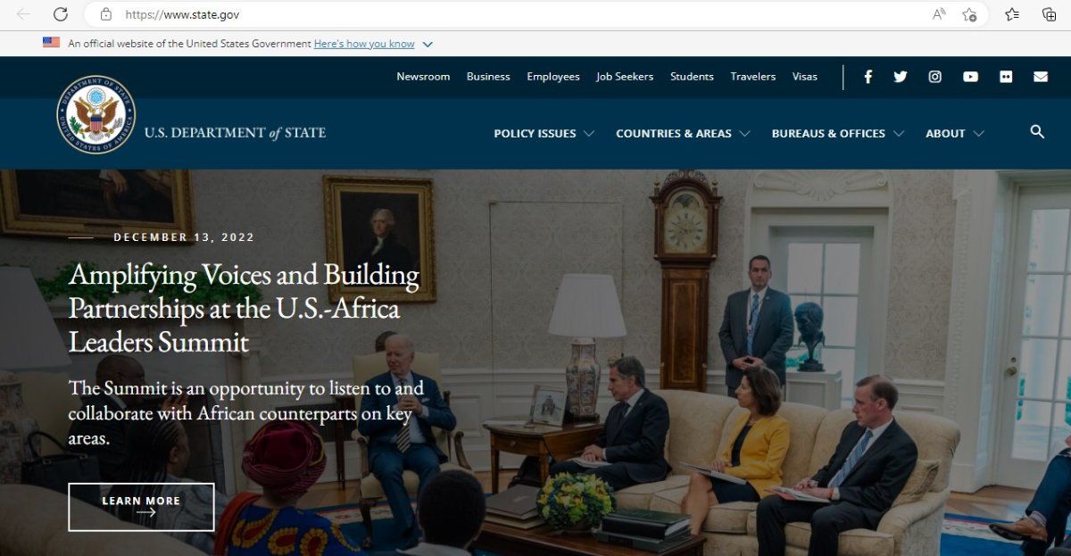 Sponsored Top-Level Domain - .gov in www.state.gov