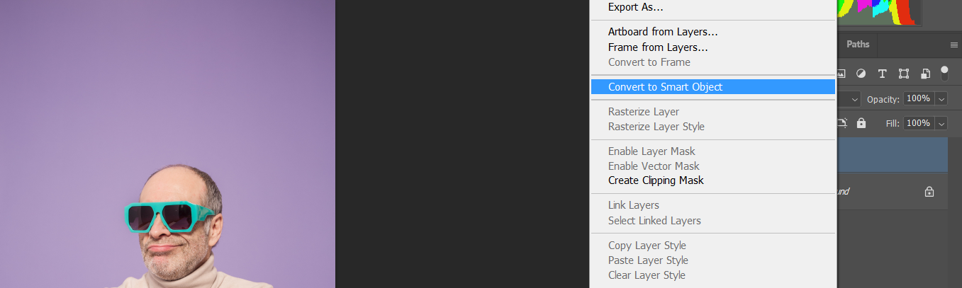 Преобразовать слой в смарт-объект