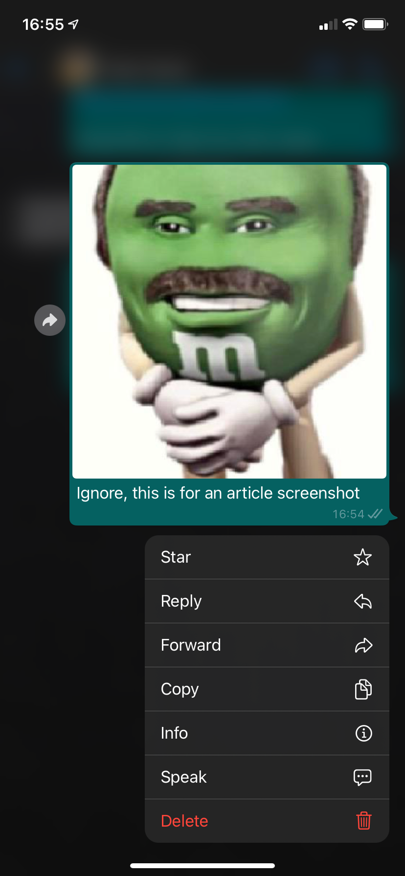 Выбор изображения в WhatsApp