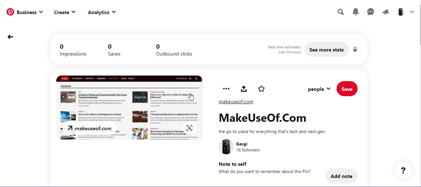 edit pin, view stats of idea pin