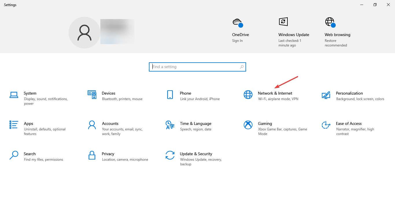 Сеть и интернет в настройках Windows