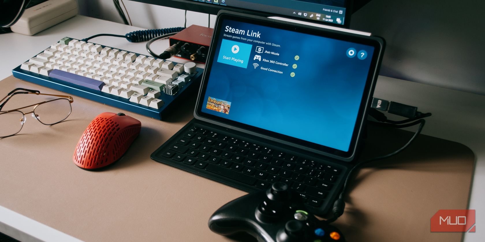 Начало игры в Steam Link на планшете