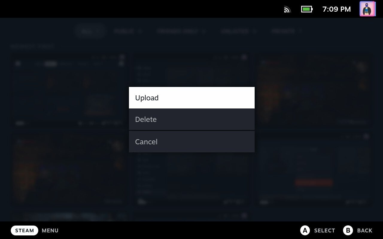 Подсказка загрузки скриншота на сервер Steam