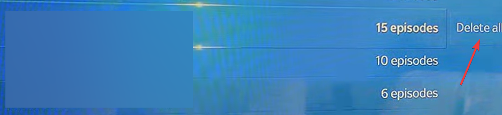 Экран 'Удалить все' в меню записей Sky