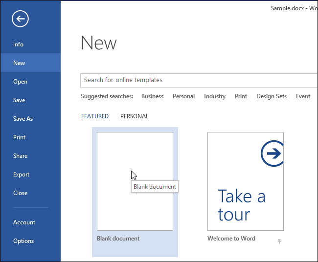 Создание пустого документа