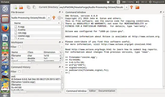 Файл cosine.ogg в рабочей папке Octave