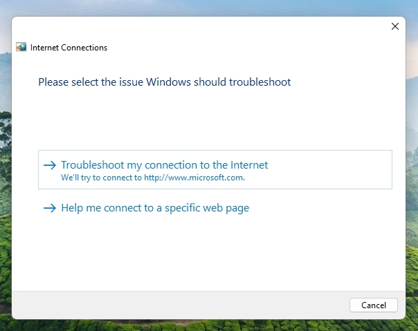 Служба устранения неполадок сети в Windows