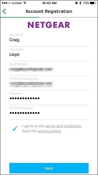 Регистрация учётной записи: имя и пароль