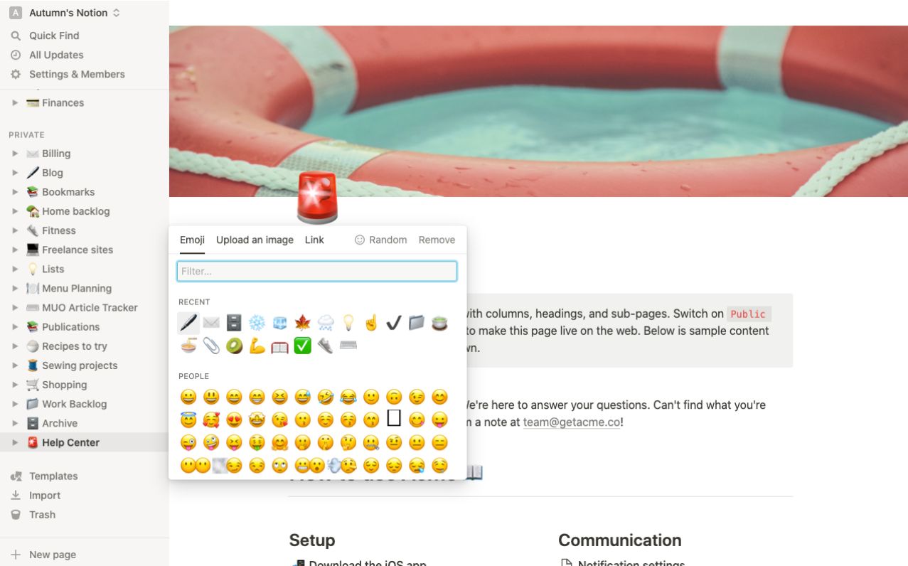 Меню выбора иконок в программном обеспечении для управления проектами