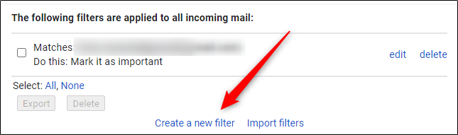Кнопка Создать новый фильтр