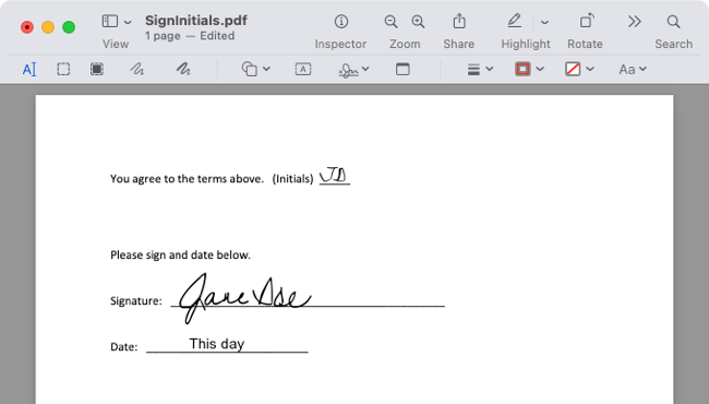 Подпись в Preview