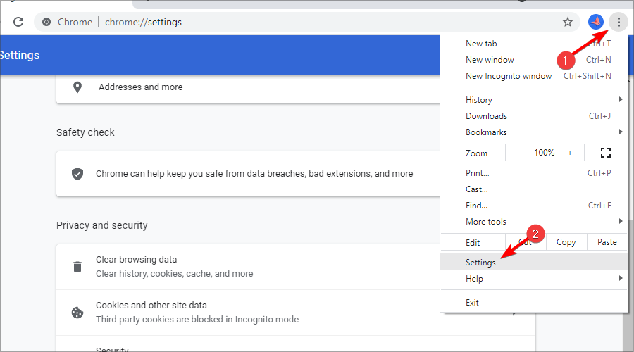 Настройки Chrome — раздел Сайты