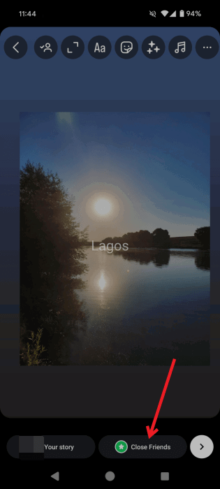 Публикация сторис только для Close Friends