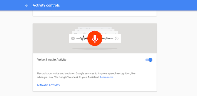 Отключение голосовой активности в аккаунте Google